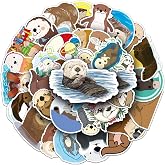 50 Pcs Otter Stickers, Vinyl Waterproof Stickers, 1.96-3.15 Inches Cute Otter Decals for Kids, Teens, Adults, Boys &amp; Girls, Perfect for Water Bottles, Laptops, Scrapbooks