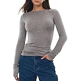 C202 Women's Boat Neck Long Sleeve Shirts Merino Wool Blend Tops Fitted Basic Tee Cozy Embrace Collection