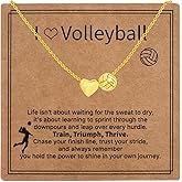 haolry Softball Volleyball Football Necklace for Women 17+2 Inches Adjustable Sports Jewelry Gift for Players Team Mom Fans with Heart Charm Sweat Resistant Coating
