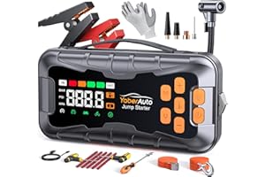 YaberAuto 16-in-1 Jump Starter with Air Compressor 8000A 150PSI Car Battery Jump Starter (All Gas/14L Diesel) 12V Jump Box Car Battery Jumper Starter Portable Jumper Cables, Emergency Tool Kit, Gloves