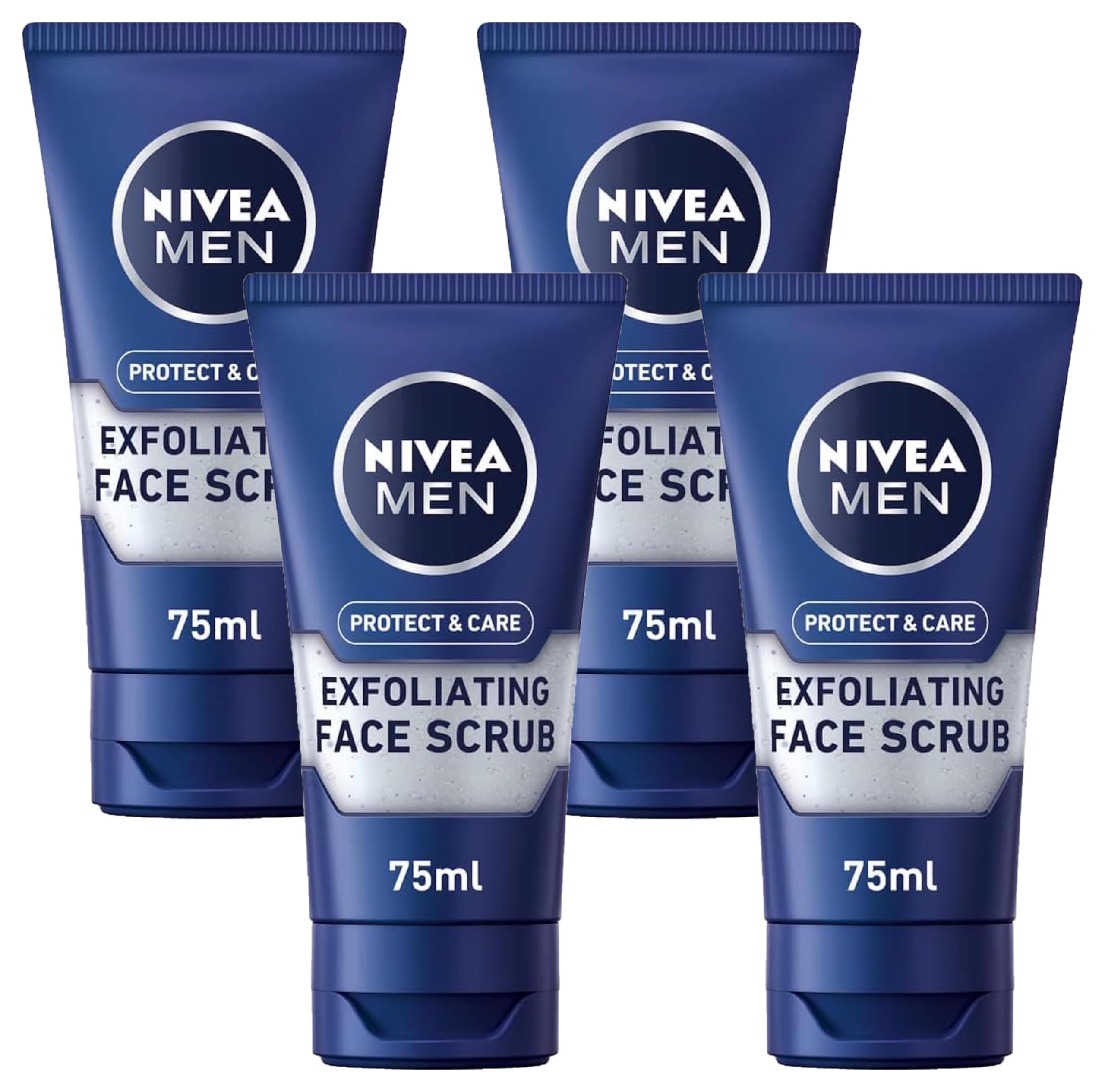 NIVEA MEN Protect & Care Exfoliating Face Scrub (75ml), Invigorating Men's Face Cleanser with Aloe Vera, Face Wash (Pack of 4)