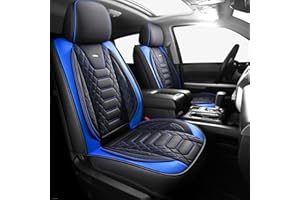 FREESOO Tundra 2007-2021 Full Set Seat Covers, Fit for Toyota Tundra Crewmax Cab, Custom Truck Seat Covers with Waterproof Faux Leather BlackBlue