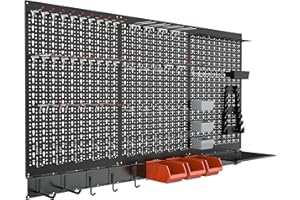 TORACK Metal Pegboard Wall Organizer System for Garage, 109 PCS Pegboard Accessories Tool Organizer Kit with Pegboard Bins, Hooks, Pegboard Tool Storage System for Workbench(Black)