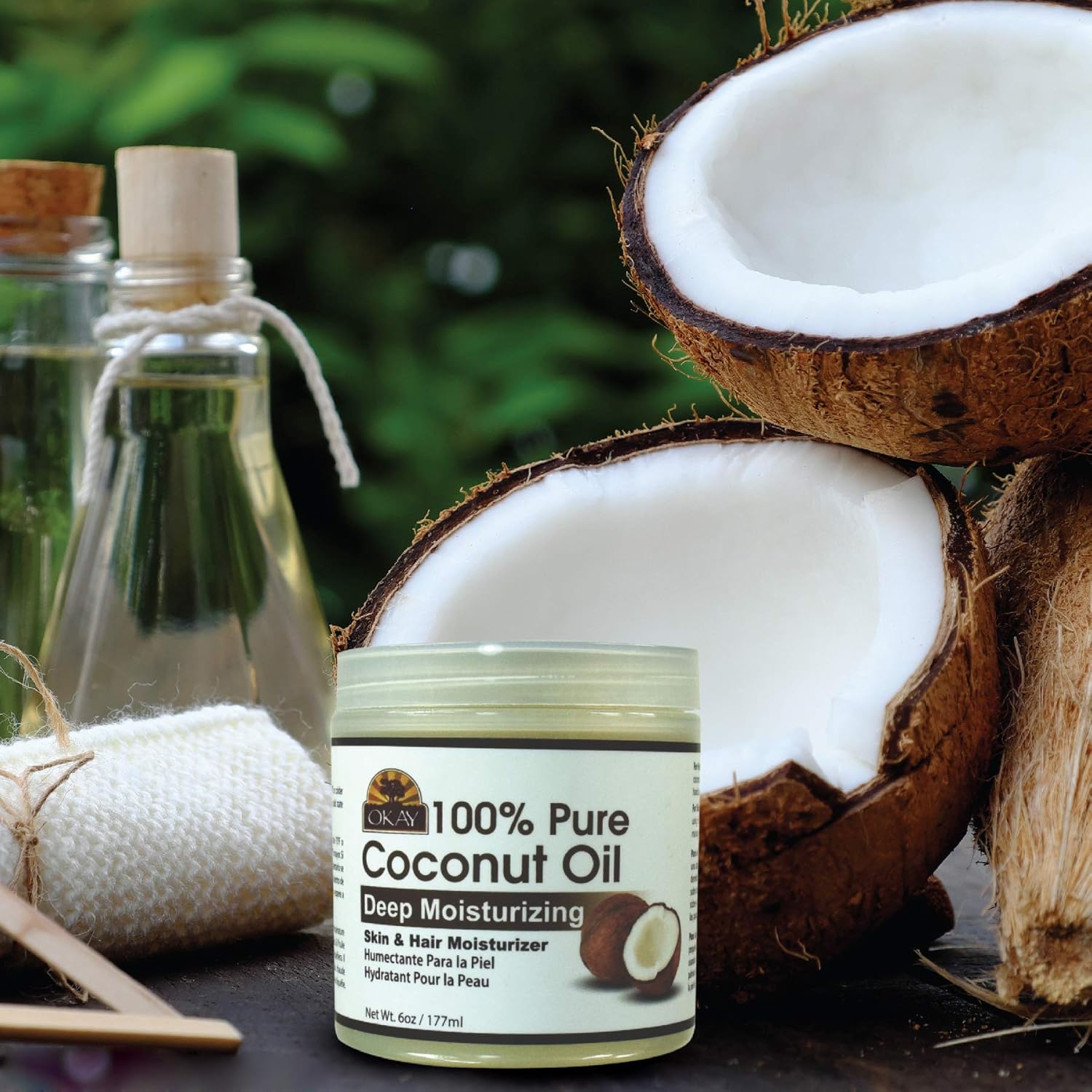 OKAY | 100% Pure Coconut Oil | For All Hair Textures & Skin Types | Moisturize - Massage - Condition | Excellent Source of Vitamin E | All Natural | 6 Oz : Beauty