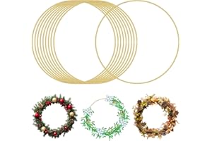AEAOCVO 10 Pack Metal Floral Hoop, 10 Inch Gold Metal Hoops for Crafts, Smooth Wreath Macrame Rings for DIY Wedding Decorations Dream Catchers