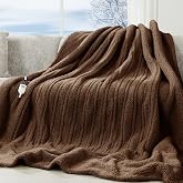 LUZARTA Heated Blanket Full Size Brown for Women, Soft Sherpa, 10H Timer | 72"X84" Double Sided Sherpa Electric Blanket For Sofa, 6 Heating Levels, LED Display, Machine Washable, Gift For Grandma