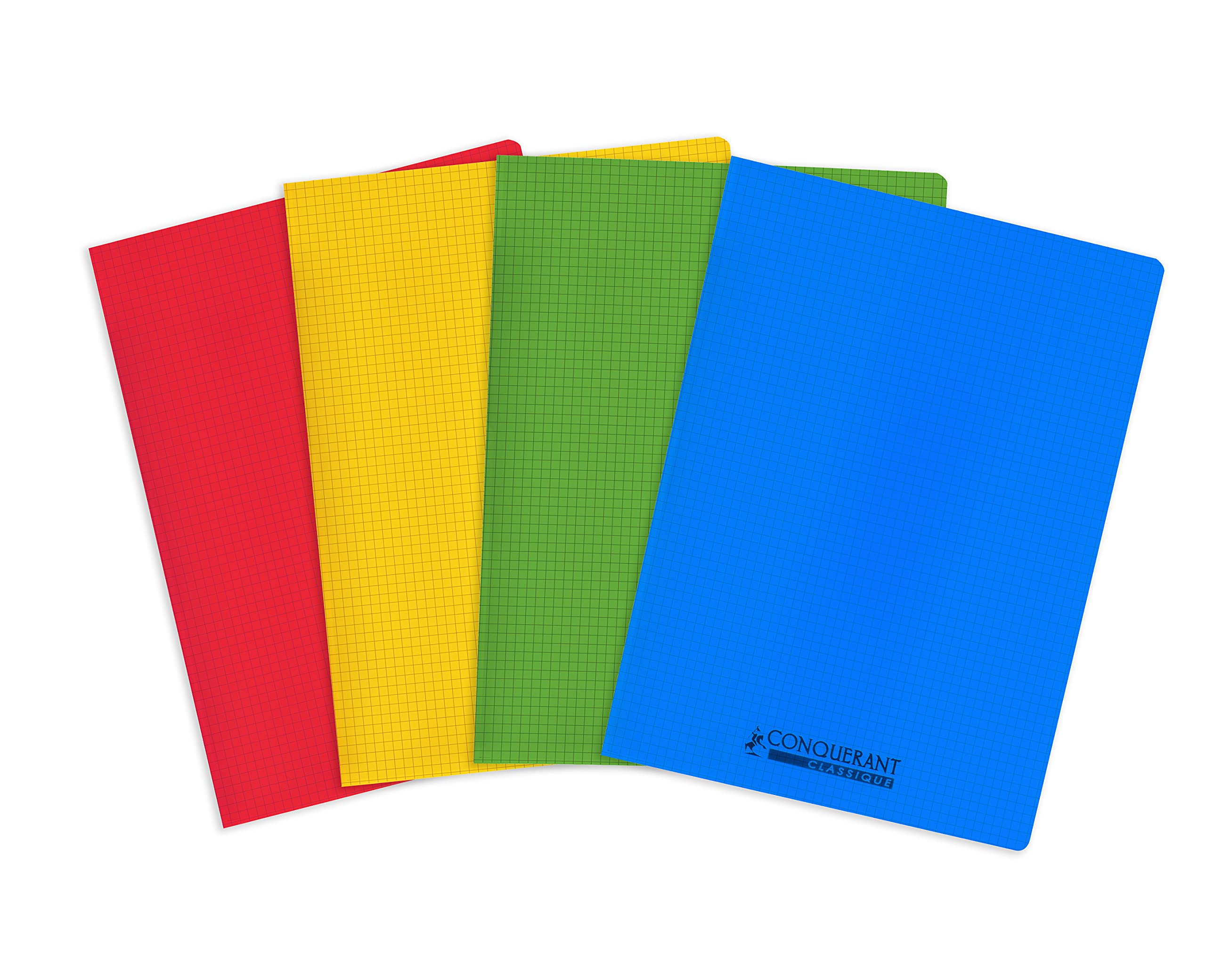 Conquérant 4 notebooks, stapled, 24 x 32 cm, small squares, 5 x 5 cm, 96 pages, 90 g