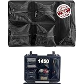 LAFENLIN UPGRADED Lid Organizer for Pelican 1450 Case [No Tools, Max Space] - 5-Pocket Thick Mesh for Photographers & Divers, Secures Camera Gear & Tools in Hard Cases, Hook & Loop Mount (No Screws)