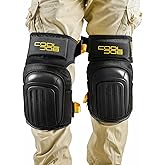 COOLJOB Professional Knee Pads with Heavy Duty Anti-Slip Cap, Comfortable Foam Cushion and Extra Thick Gel Padding for Construction Flooring, Reinforced & Adjustable Straps, Black