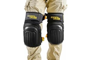 COOLJOB Professional Knee Pads with Heavy Duty Anti-Slip Cap, Comfortable Foam Cushion and Extra Thick Gel Padding for Construction Flooring, Reinforced & Adjustable Straps, Black