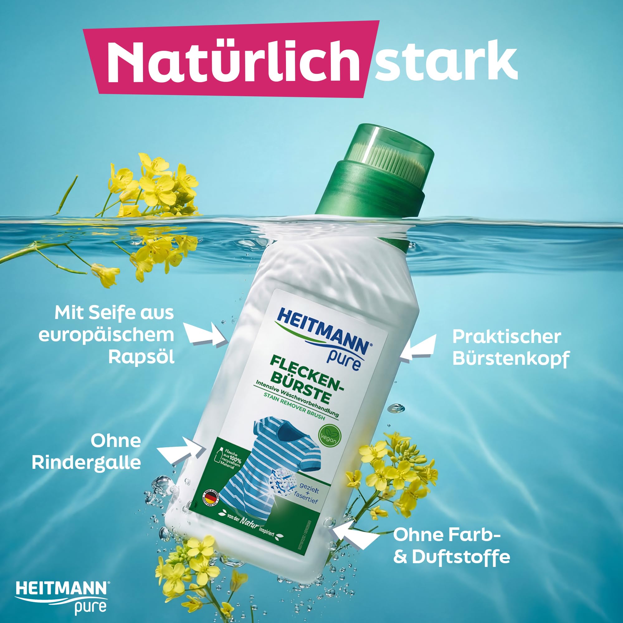 HEITMANN pure Fleckenbürste | Veganer Flecklöser mit praktischem Bürstenkopf | Ideal für Kragen und Manschetten | 250 ml 4