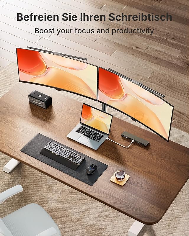 Monitor Halterung 2 Monitore für 13-32 Zoll Bildschirm, Bildschirmhalterung 2 Monitore Höhenverstellbar Neigbar Schwenkbar Drehungbar, VESA 75/100