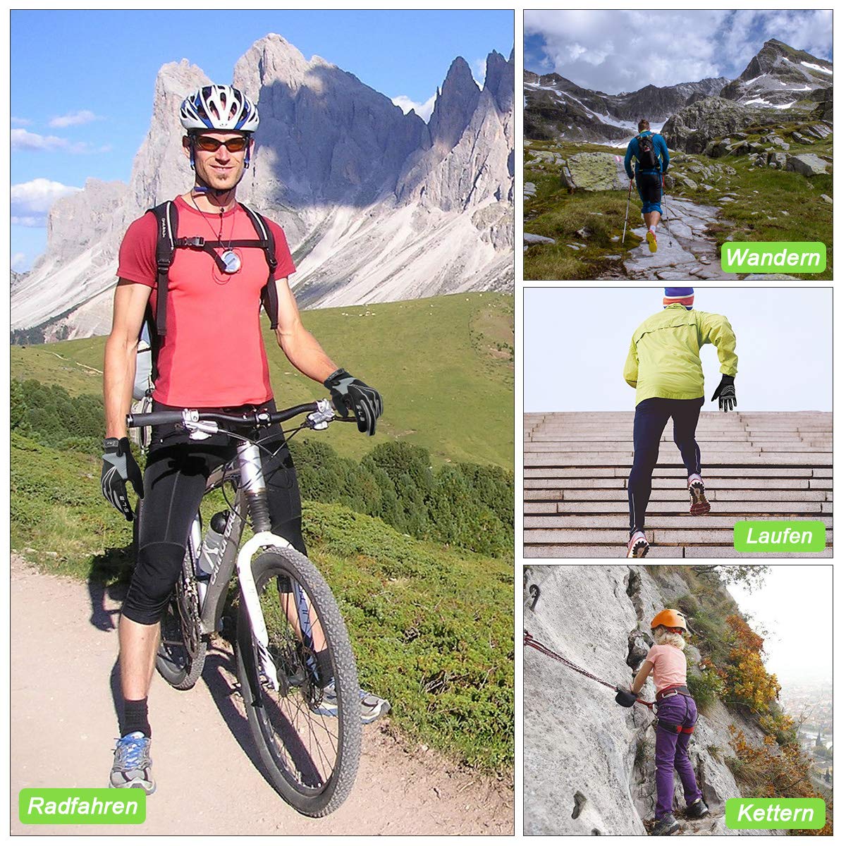 Fahrradhandschuhe Herren Radsporthandschuhe Rutschfeste und Stoßdämpfende Mountainbike Handschuhe mit Touchscreen Finger für Radsport MTB Road Race Downhill Wandern und andere Sports Unisex (Grau, M)