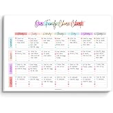 Family Chore Chart Notepad - Family planner, Calendar, Household Command Center | 50 Undated Tear Away Sheets | A4 Rainbow