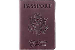 Shvigel US Leather Passport Book Cover - Thin American Travel Passport Holder - Premium International USA Passport Protector Case for Women Men (Maroon Vintage)