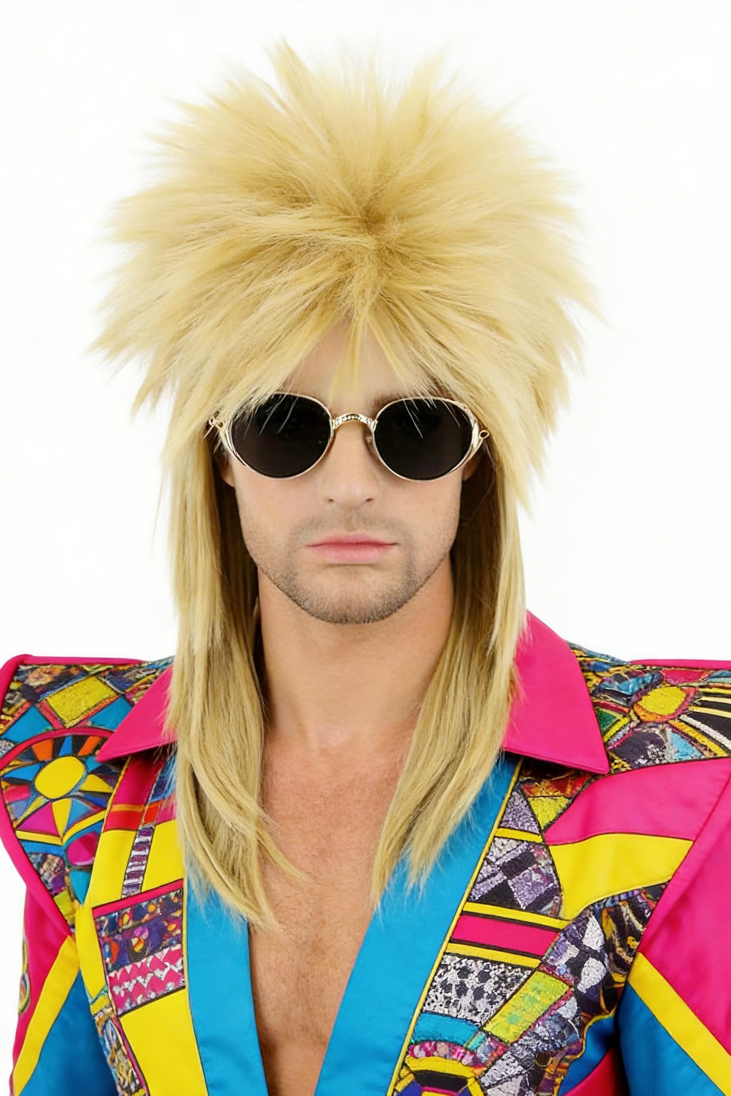 LeMarnia Unisex Adult 80s Mullet Wig Blonde Halloween Costume Fancy Party Wig — image 1