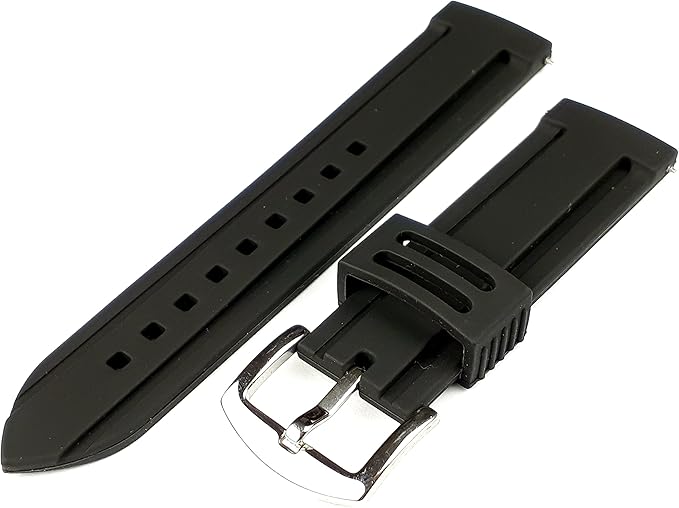Black Divers Style Watch Strap 1826mm Silicon Rubber Waterproof