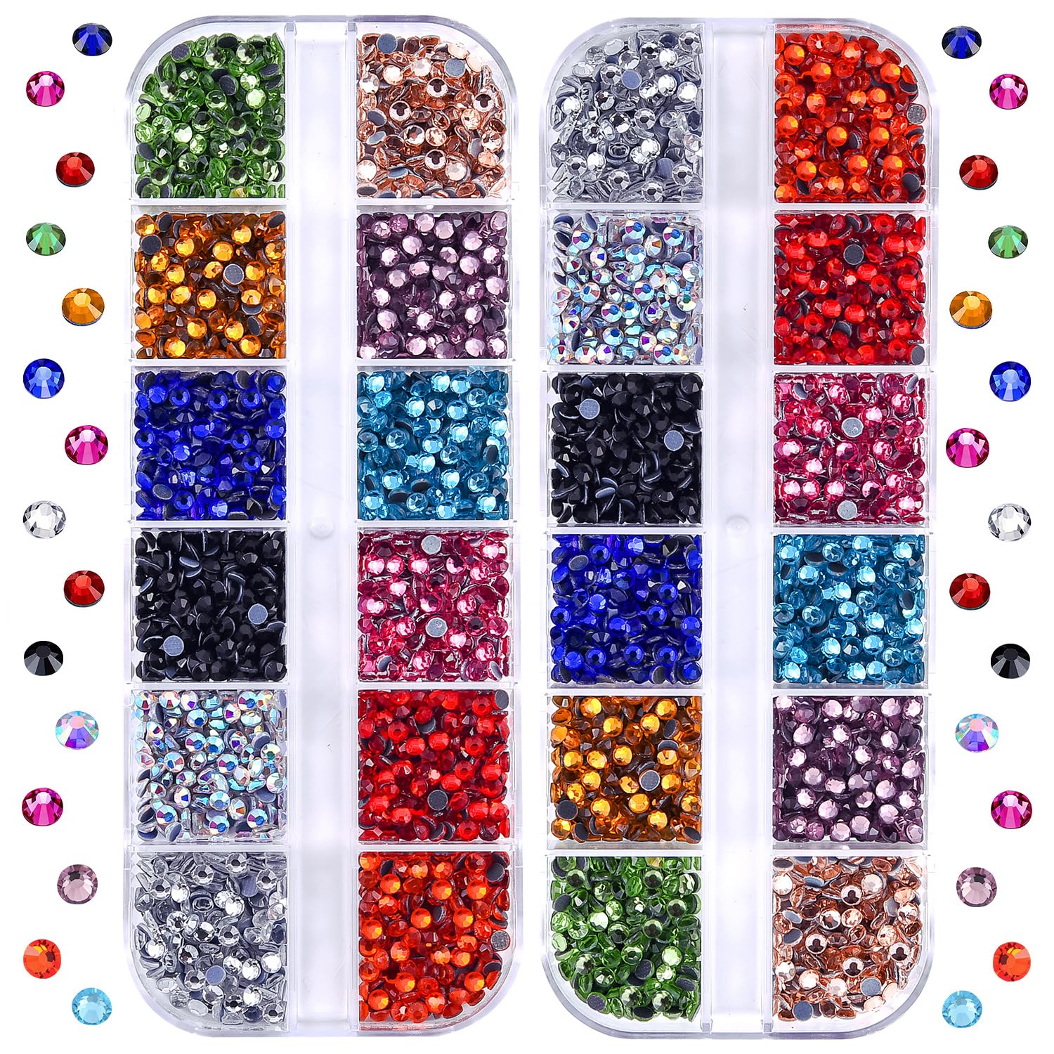 Blinginbox bedazzler kit Hotfix Rhinestones for Clothes Craft, 4000pcs Crystal Rhinestones Flat Back Round Gems for Hotfix Applicator, SS10(2.7-2.9mm) with Black Red Green Blue Clear AB Color