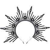 COSUCOS Greek Goddess Sun Headband, Black Spiked Renfaire Flower Halo Crown | Flower Hair Accessories for Women, Suitable for Renaissance Events, Festivals, Halloween Costume Party and Photography