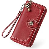LEEXTON Wallet Women Large Leather RFID Blocking Bifold Multi Card Case Wallet for Women with Zipper Pocke Phone Wristlet Purse