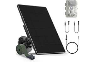 RHORAWILL Trail Camera Solar Panel,6W Solar Battery Charger Kit 6V/2A 9V/1.5A 12V/1A with 6000mAh Battery for Hunting Camera,IP65 Waterproof Hunting Accessory,1.7/2.1/1.35mm DC Connectors for Trail Cam