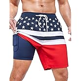 SILKWORLD Mens Swim Trunks Quick Dry Swimming Shorts with Compression Liner and Zipper Pockets