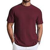 COOFANDY Men's T-Shirt Short Sleeve Crew Neck Textured Shirts Classic Knit Pullover Tees