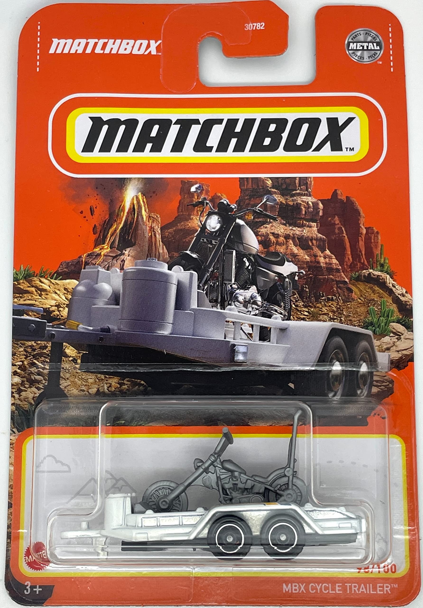 Matchbox 2022 - MBX Cycle Trailer [Chopper Variation] White 98/100
