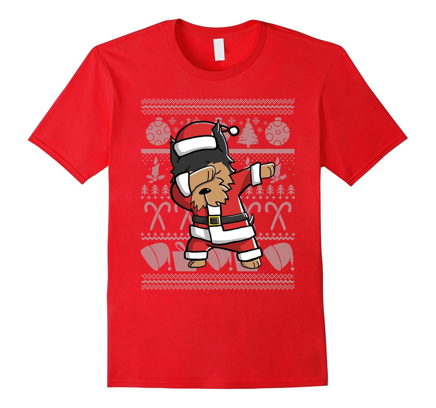 Dabbing Yorkshire Terrier Dog Ugly Christmas T-Shirt-ANZ