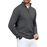 Arcciit Men's Quarter Zip Pullover Sweatershirt Lightweight Polo Casual Knit Sweaters for Men