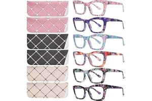 SIGVAN 6 Pack Oprah Style Reading Glasses Blue Light Blocking Square Computer Spring Hinge Readers for Women Men