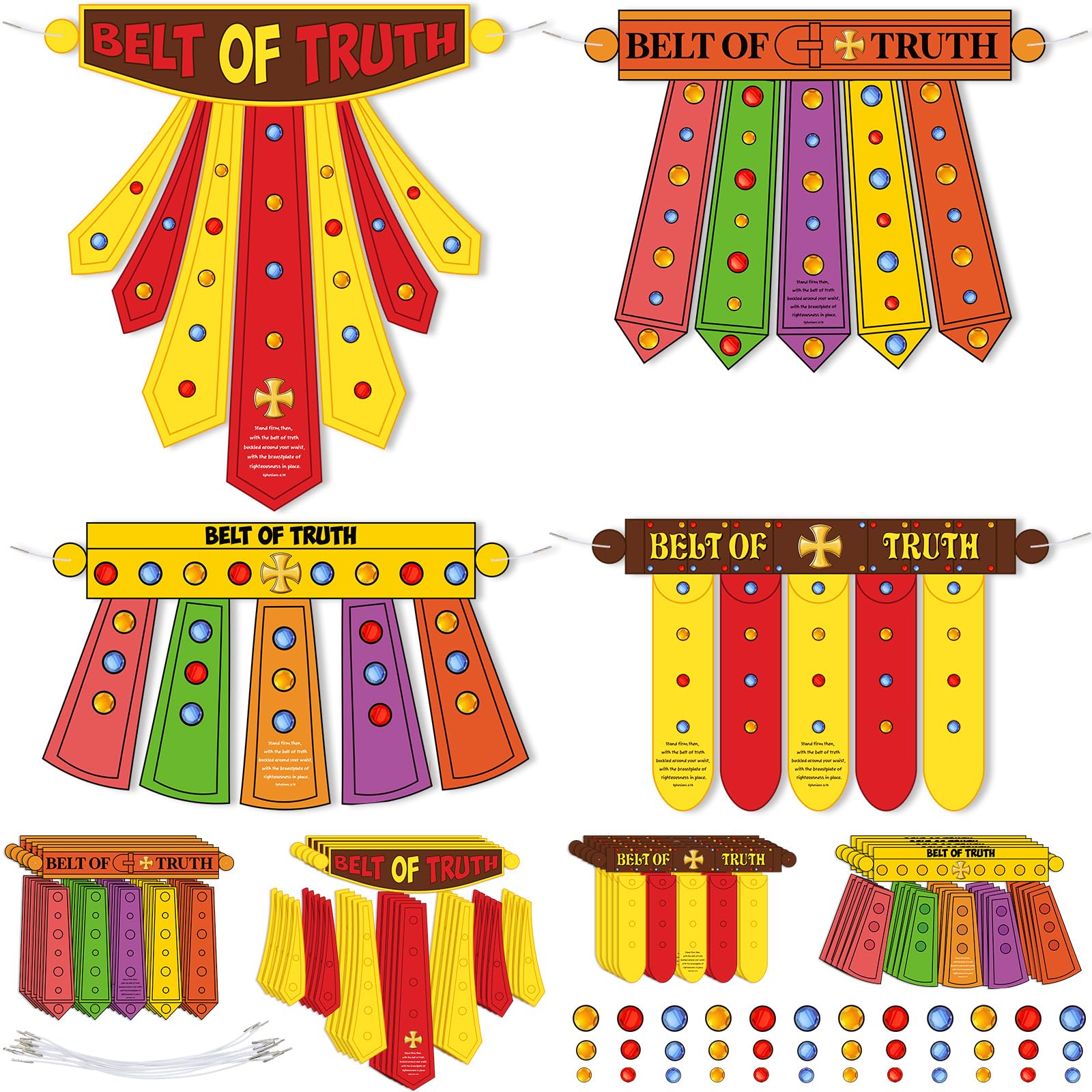 Photo 1 of Lunmon 24 Sets Armor of God Crafts Kit for Kids DIY Religious Armor of God Belt Sunday School Crafts Christian Bible for Children Fun Home Classroom Activities Party Favor Decorations