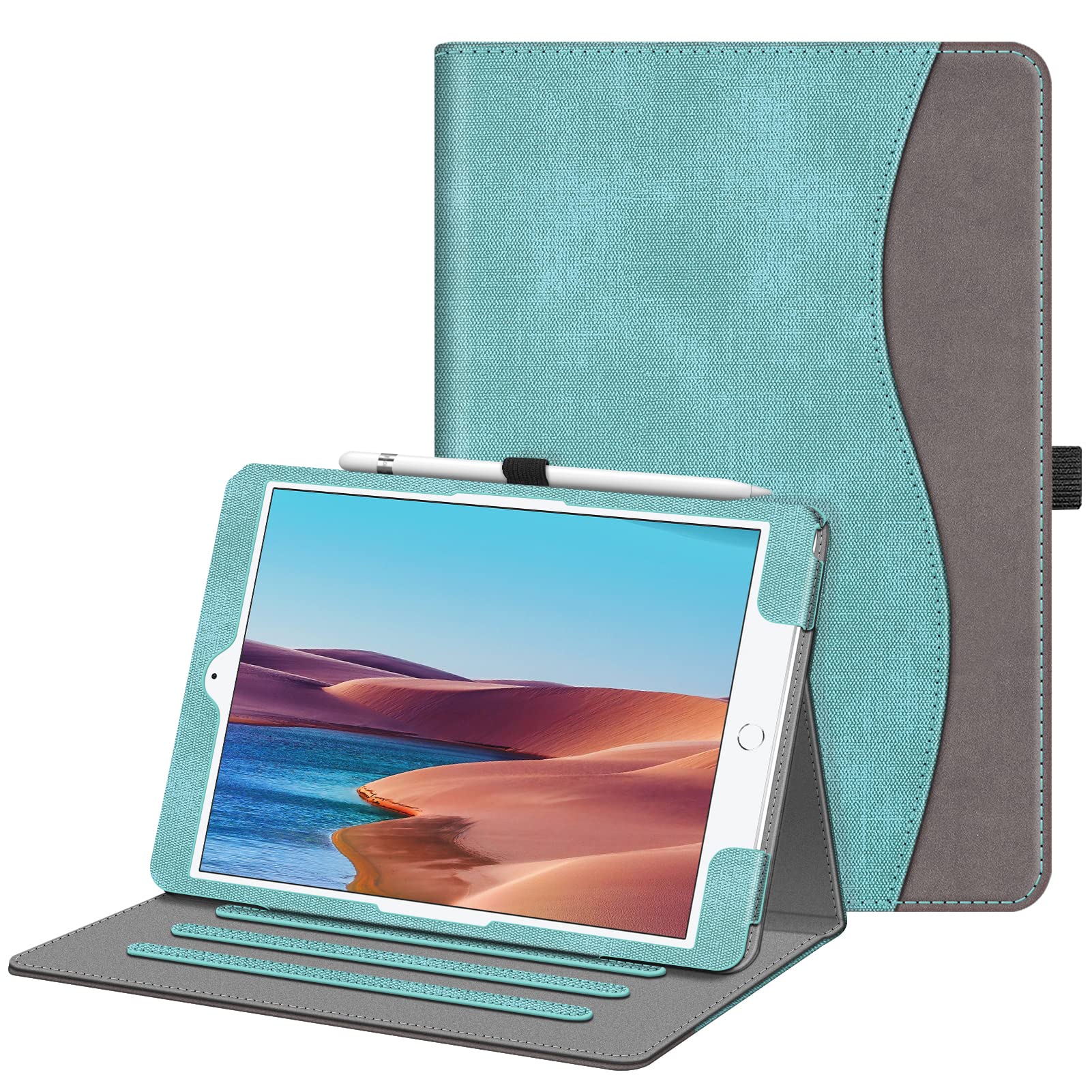 FINTIE Case for iPad 9th / 8th / 7th Generation (2021/2020/2019) 10.2 Inch - [Corner Protection] Multi-Angle Viewing Stand Cover with Pocket & Pencil Holder, Auto Wake Sleep, Turquoise