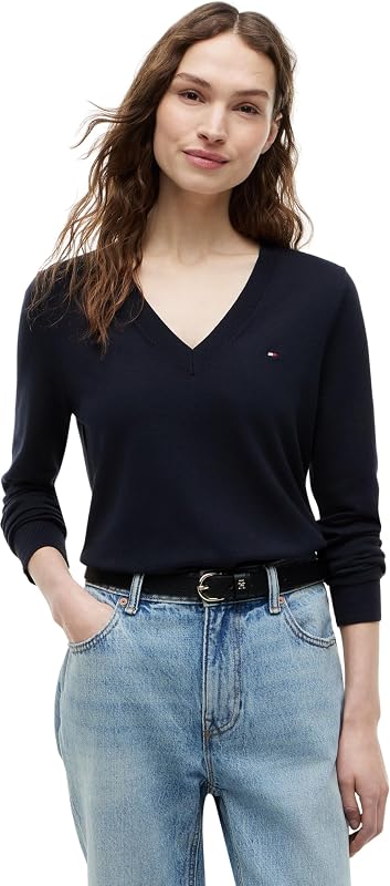 Pull Femme Co Jersey Stitch Sweater Col en V, Bleu (Desert Sky), XXS — photo 1 sur 5