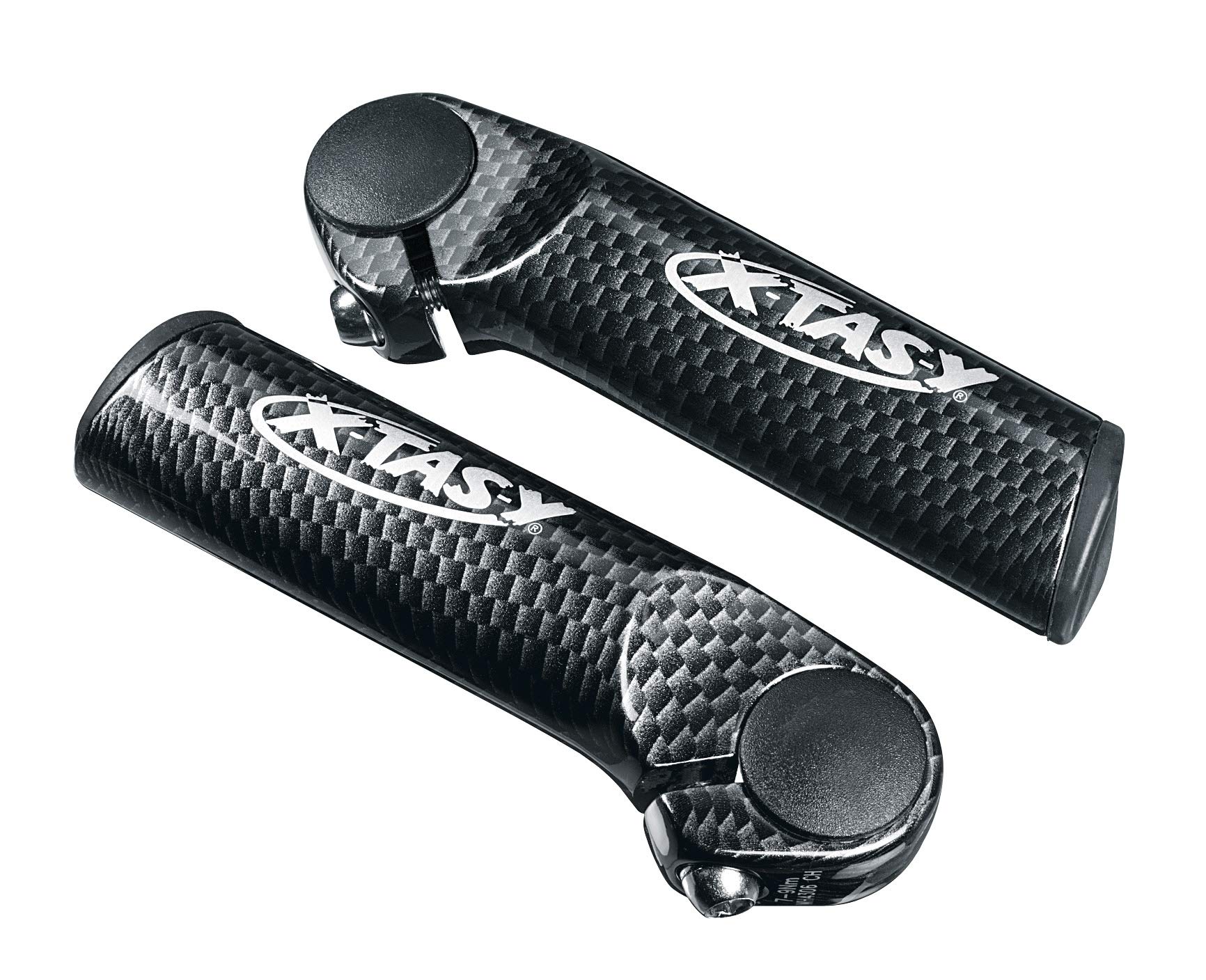 XtasY Unisex - Adults' Ergo Bar Ends Carbon Look, 120mm 22.2, Small