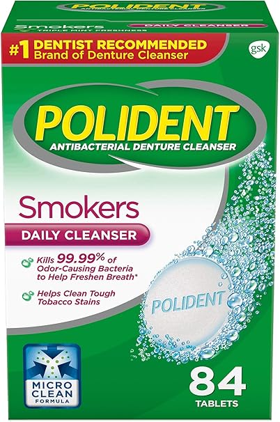 Amazon Com Polident Smokers Antibacterial Denture Cleanser 84 Ea Pack Of 2 Health Personal Care