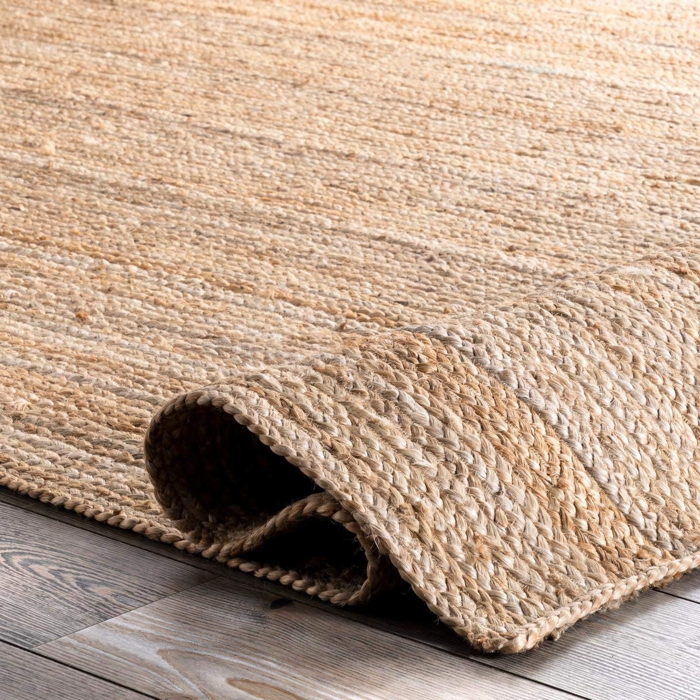 nuLOOM Rigo Hand Woven Jute Area Rug, 6' x 9', Natural: Furniture & Decor
