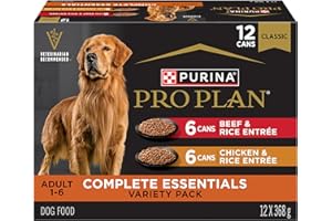 Purina Pro Plan Complete Essentials Wet Dog Food, Entree Variety Pack 2 Flavours - 368 g Can (12 Pack)
