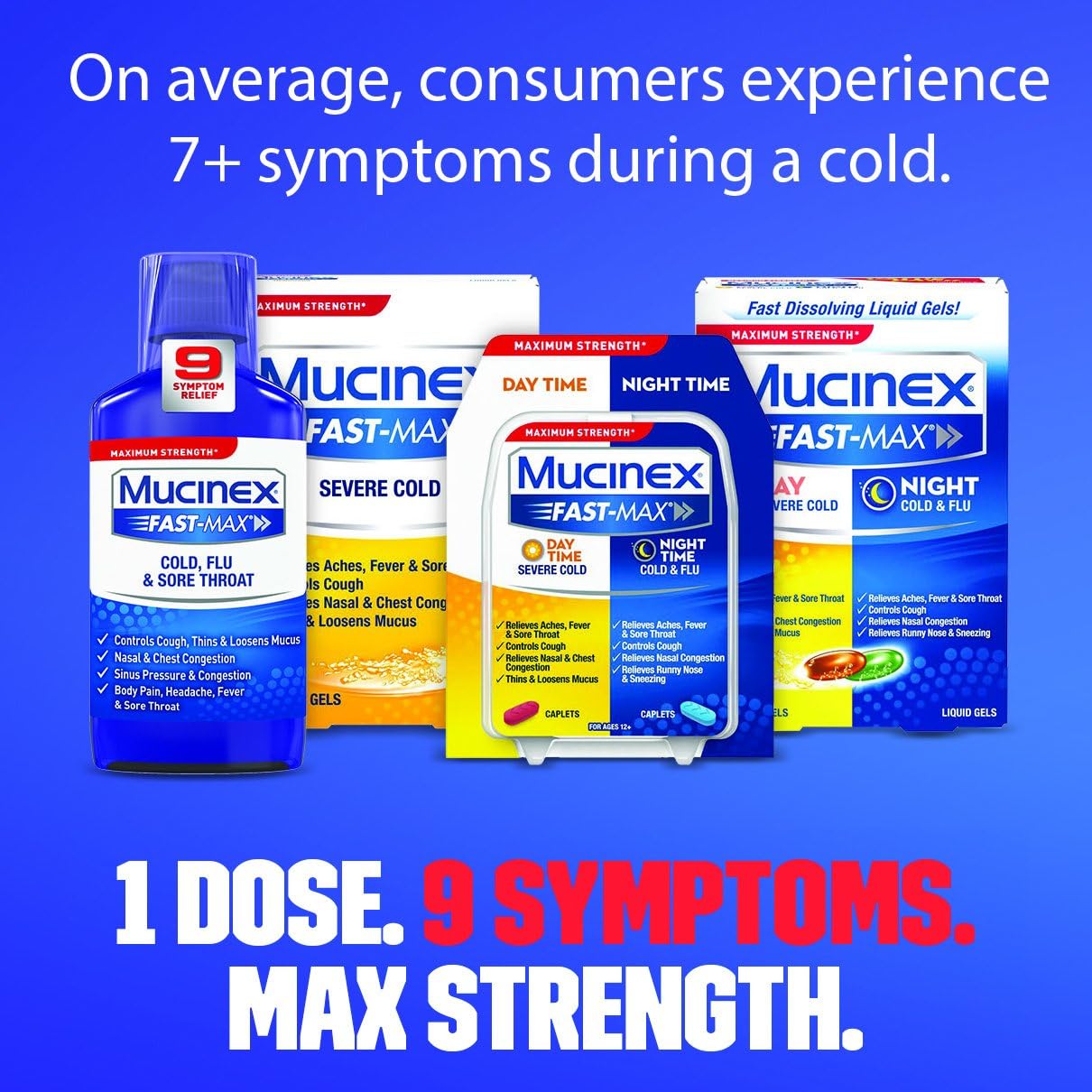 Mucinex Fast-Max Cold, Flu, & Sore Throat Caplets, 20ct: Health & Personal Care