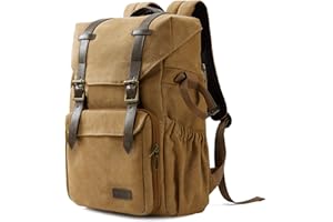 Camera Backpack, BAGSMART Camera Bag Anti-Theft DSLR SLR Canvas Backpack Fit up to 15" Laptop with Rain Cover