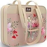 DEHITE Bible Cover Case for Women – Grey Floral Carrying Case – Tote Bags – Book Size 11.8 x 10 x 4.1 in – Premium Fabric