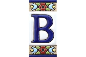 ART ESCUDELLERS Handpainted Ceramic Tile House Sign, FLORES MINI Style, Letter B, 3x3 5 Inch, Landscape/Portrait Orientation, Wall Mount, For Property & Address