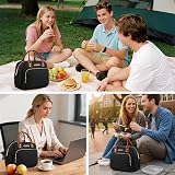 HOMESPON Insulated Lunch Bag Women Men 27x21x15cm Golden Black view 5