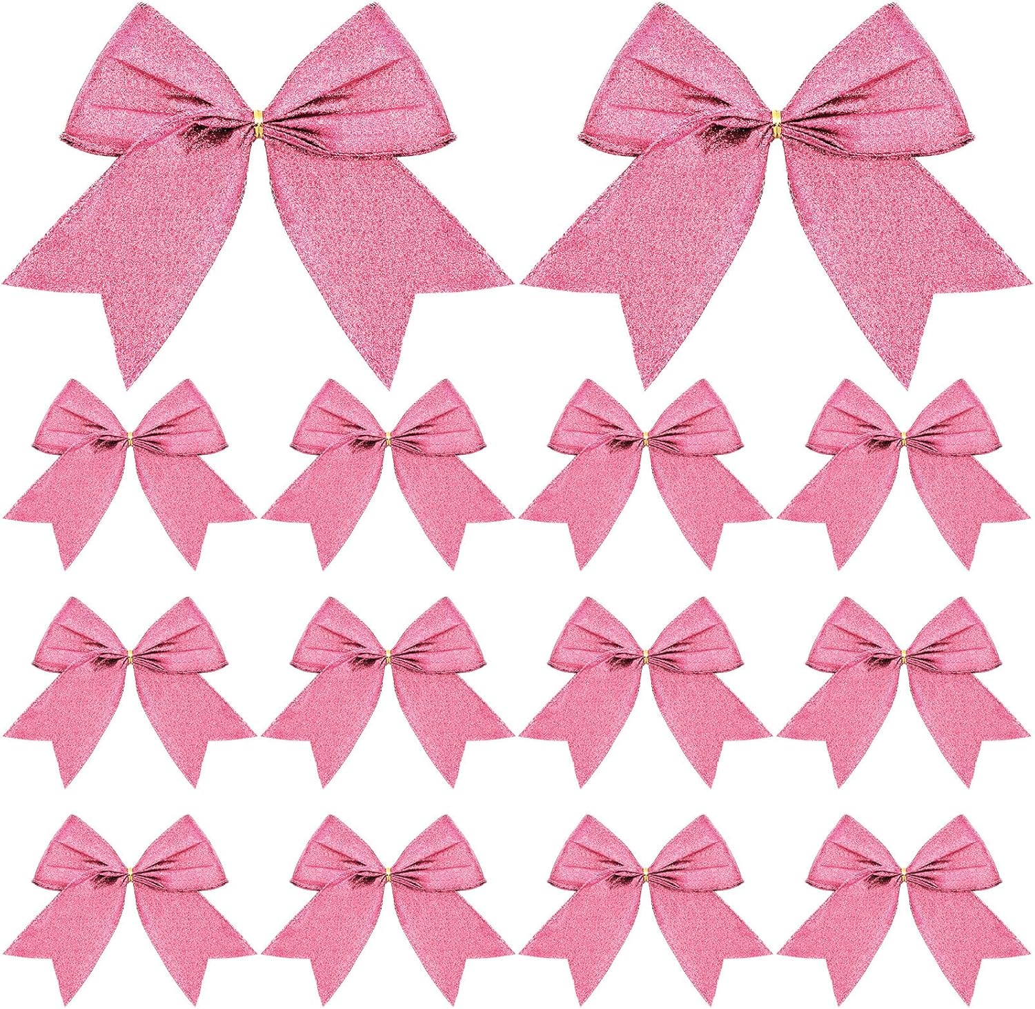 Bows & Ribbons - Cindeer 24 Pcs 6 Inch Christmas Bow Decorations Glitter Christmas Wreaths Tree Bow Sequin Ties Xmas Bows for DIY Craft Gift Wrapping Holiday Party Basket Ornaments (Pink)