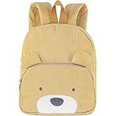 XINMAN Corduroy Toddler Backpack for Boys Girls 3-5, Cute Bear Animal Backpacks Preschool Kindergarten Backpack - Khaki