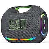 ZEALOT Loud Portable Bluetooth Speaker, 350W Max Wireless with LED Light, Dual Pairing, XBass, Bluetooth 5.3, 48000mAh, Outdoor Waterproof Speaker for Camping, Beach and Party
