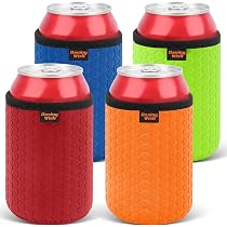 Lot De 4 Manchons Isolants Pour Canettes - Néoprène Antidérapant Noir/Rouge/Jaune/Bleu