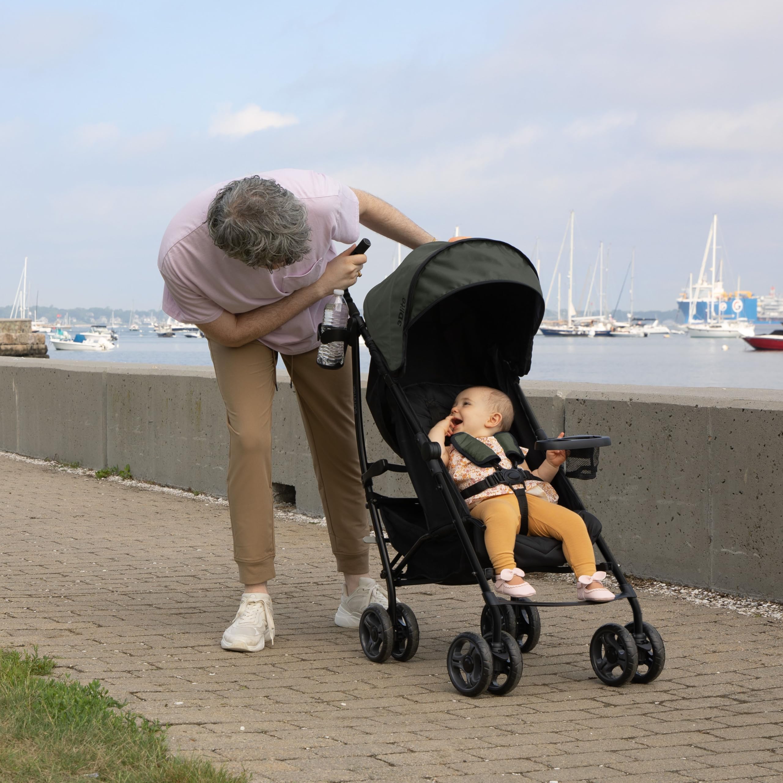 Summer Infant Ingenuity 3Dlite Convenience Stroller, Green–Lightweight Stroller with Aluminum Frame, Large Seat Area, 4 Position Recline, Extra Large Storage Basket–Infant Stroller for Travel & More