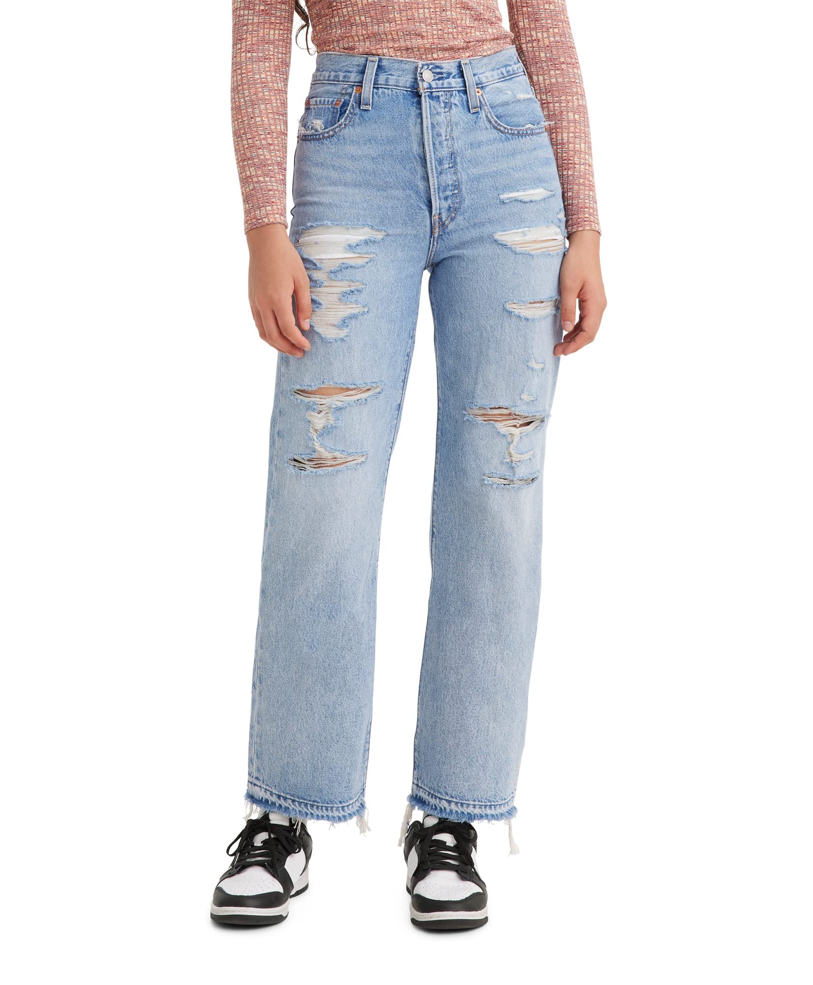 Photo 1 of Levi's Women's Ribcage Straight Ankle Jeans, (New) Light Indigo Destructed, 31