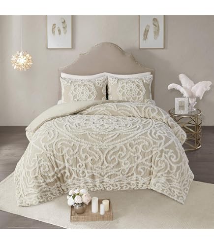 掛け布団カバー 3点セット メダリオン柄 Laetitia/Taupe Ⓣ Amazon.com: Madison Park Cotton Chenille Tufted Taupe King Duvet